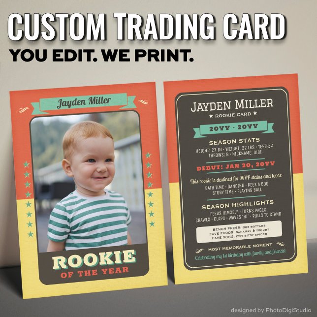 Custom Rookie Trading Card, First Birthday Retro  Calling Card (Custom Rookie Trading Card, First Birthday Retro Rookie Card)