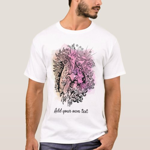 Custom Rooster Line Art  Gold Purple Unisex T_Shirt