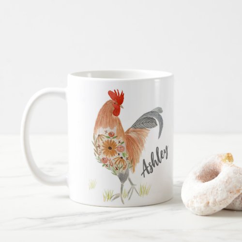 Custom Rooster Mug Watercolor