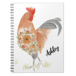 Custom Rooster Watercolor Notebook at Zazzle