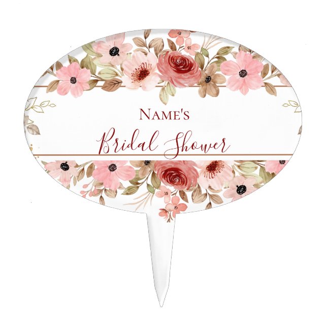 Custom Rose Bridal Shower Cake Topper (Front)
