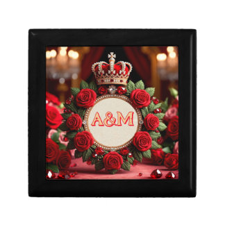👑 Custom Rose Crown Monogram Name Gift for Her 🌹 Box