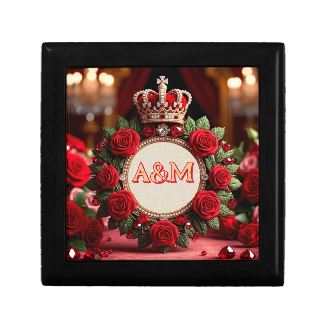 👑 Custom Rose Crown Monogram Name Gift for Her 🌹 Box (Front)