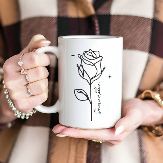Custom Rose Floral Mug, Gift for Mom & Women Coffee Mug (custom name mug, personalized name mug, mothers day gift, mama gift, new mom mug, mom mug, mom gift)