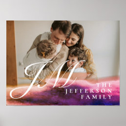 Custom Rose Gold Abstract Overlay Family Photo Poster