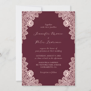 Custom Rose Gold and Burgundy Wedding Invitation
