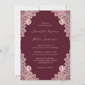 Custom Rose Gold and Burgundy Wedding Invitation