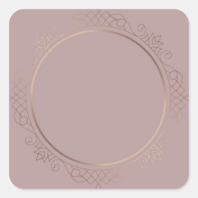 Custom Rose Gold Blank Elegant Template Modern Square Sticker (Front)