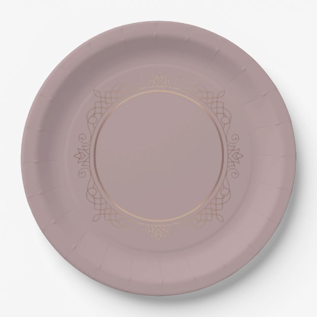 Custom Rose Gold Blank Template Add Your Text Paper Plates (Front)