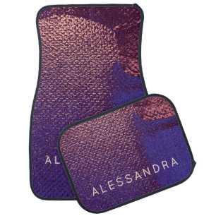 Custom Rose Gold Blue Luxury Abstract Art Texture  Car Floor Mat