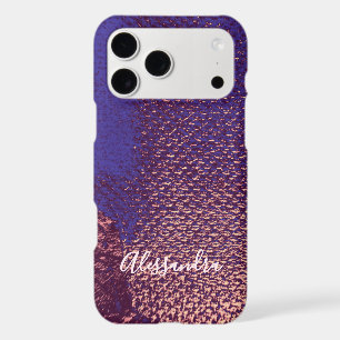 Custom Rose Gold Blue Minimal Paint Canvas Texture iPhone 17 Pro Max Case