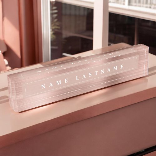 Custom Rose Gold Blush Pink Foil Modern Desk Name Plate