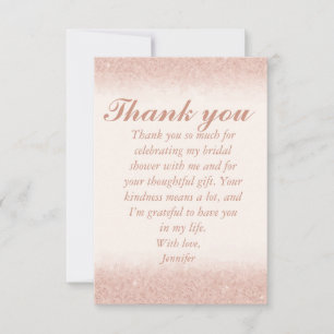 Custom Rose Gold Bridal Shower Thank You Cards