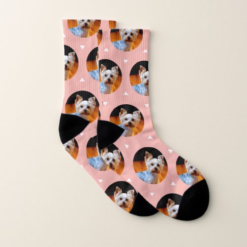 Custom Rose Gold Dog or Pet Photo Pattern Cute Socks