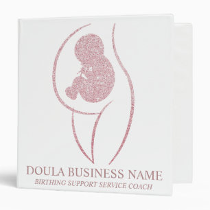 Custom Rose Gold Doula Birth Coach Client 3 Ring Binder