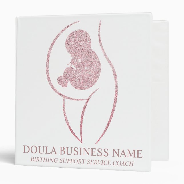 Custom Rose Gold Doula Birth Coach Client 3 Ring Binder (Front/Inside)