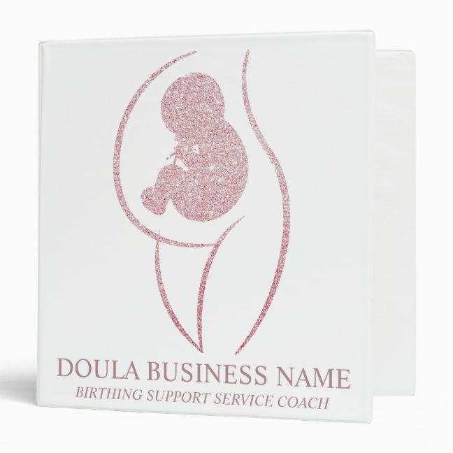 Custom Rose Gold Doula Birth Coach Client 3 Ring Binder