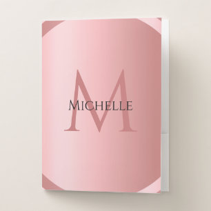 Custom Rose Gold Elegant Monogram Modern Template Pocket Folder
