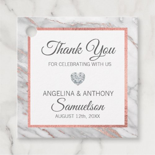 Custom Rose Gold Foil Marble WEDDING Thank You Favor Tags