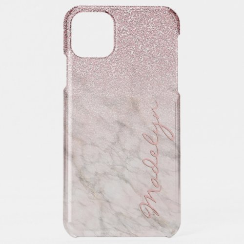 Custom Rose Gold Glitter Blush Pink Marble Pattern iPhone 11 Pro Max Case