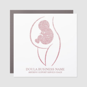 Custom Rose Gold Glitter Doula Business Car Magnet