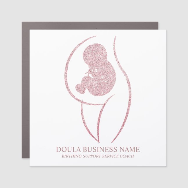 Custom Rose Gold Glitter Doula Business Car Magnet