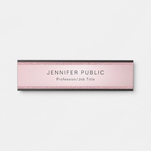 Custom Rose Gold Glitter Modern Elegant Template Door Sign