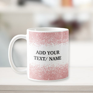 Custom Rose Gold Glitter -Personalized Name Coffee Mug