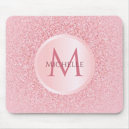 Custom Rose Gold Glitter Template Stylish Trendy Mouse Pad