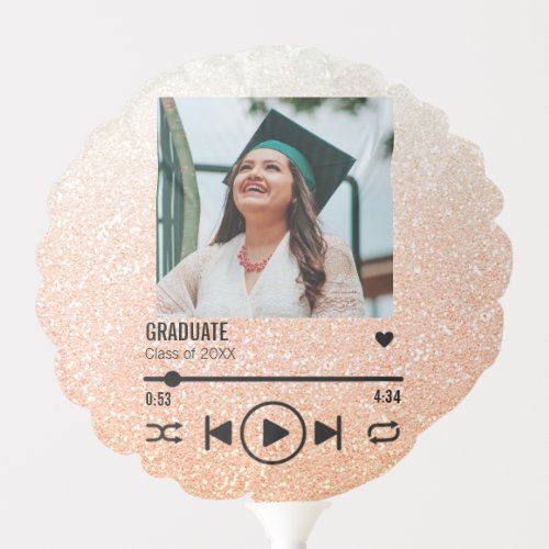 Custom Rose Gold Graduate Photo Song Playlist Balloon