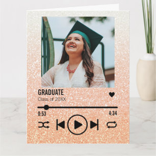 Custom Rose Gold Graduation Photo Song Playlist Card
