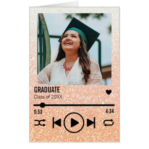 Custom Rose Gold Graduation Photo Song Playlist Card