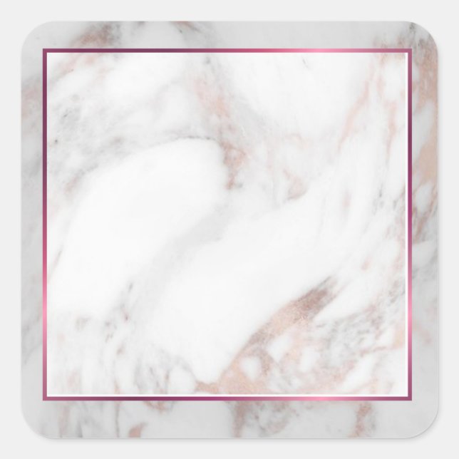 Custom Rose Gold Marble Blank Template Trendy Square Sticker (Front)