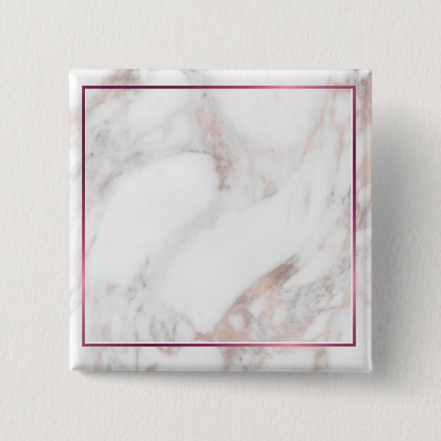 Custom Rose Gold Marble Elegant Blank Template Button (Front)