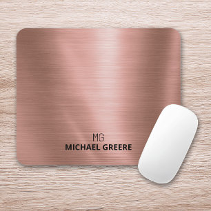 Custom Rose Gold Metallic Personalized Mouse Pad
