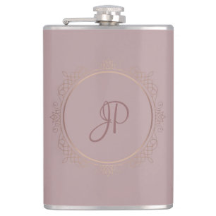 Custom Rose Gold Monogram Elegant Template Flask