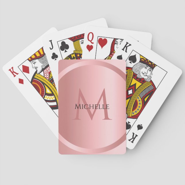 Custom Rose Gold Monogram Elegant Template Poker Cards (Back)