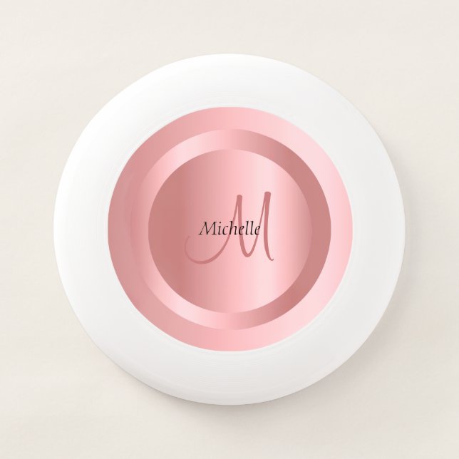 Custom Rose Gold Monogram Elegant Template Wham-O Frisbee (Front)