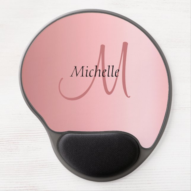 Custom Rose Gold Monogram Modern Elegant Gel Mouse Pad (Front)