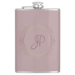 Custom Rose Gold Monogrammed Elegant Template Flask