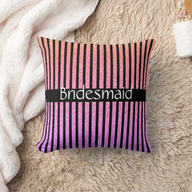 Custom Rose Gold Pink Glitter Bridesmaid Weddings Throw Pillow (Blanket)