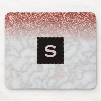 Custom Rose Gold Pink Glitter Ombre Marble Mouse Pad by angela65 at Zazzle