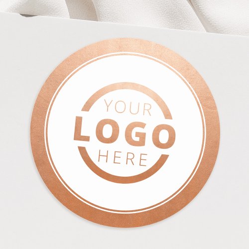Custom Rose Gold Promotional Business Logo Branded Classic Round Sticker