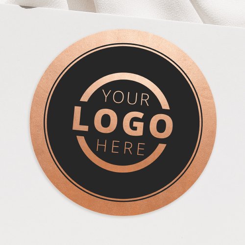 Custom Rose Gold Promotional Business Logo Branded Classic Round Sticker