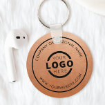 Custom Rose Gold Promotional Business Logo Branded Keychain<br><div class="desc">Easily personalize this coaster with your own company logo or custom image. You can change the background color to match your logo or corporate colors. Custom branded keychains with your business logo are useful and lightweight giveaways for clients and employees while also marketing your business. No minimum order quantity. Bring...</div>
