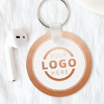 Custom Rose Gold Promotional Business Logo Branded Keychain<br><div class="desc">Easily personalize this coaster with your own company logo or custom image. You can change the background color to match your logo or corporate colors. Custom branded keychains with your business logo are useful and lightweight giveaways for clients and employees while also marketing your business. No minimum order quantity. Design...</div>