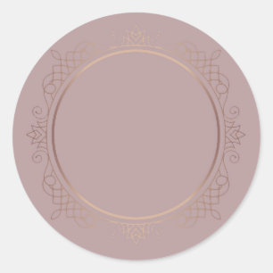 Custom Rose Gold Stylish Design Blank Template Classic Round Sticker
