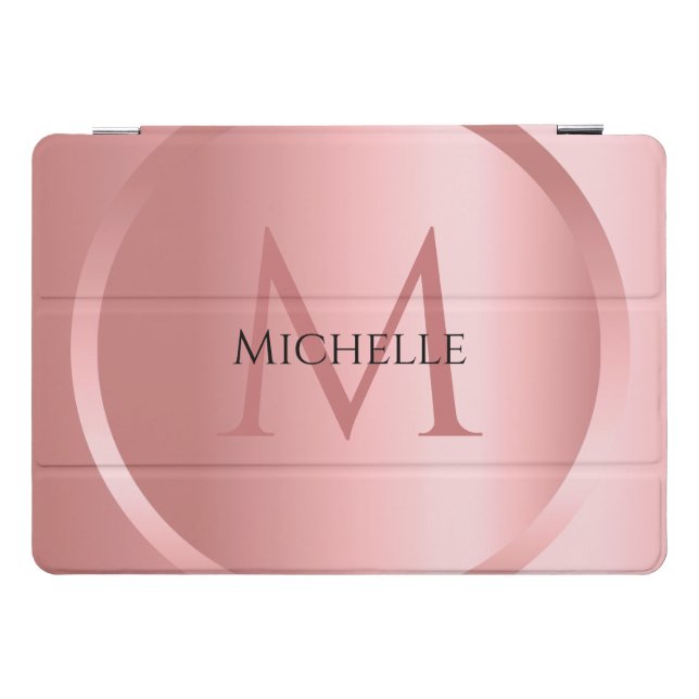 Custom Rose Gold Template Elegant Monogram iPad Pro Cover (Horizontal)