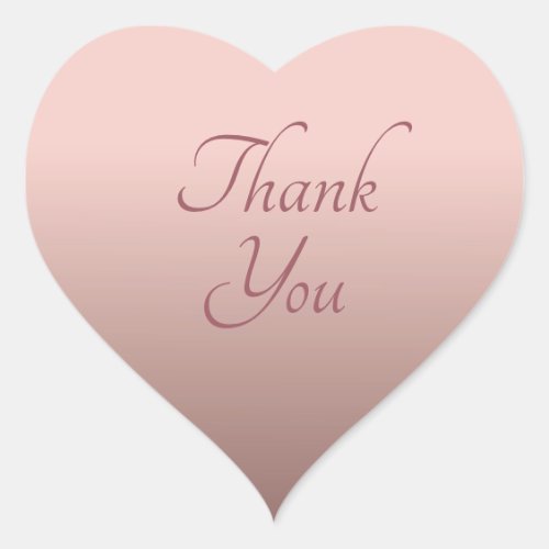 Custom Rose Gold Trendy Template Thank You Text Heart Sticker