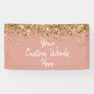 Custom Rose Gold White Birthday Party Photo Booth Banner